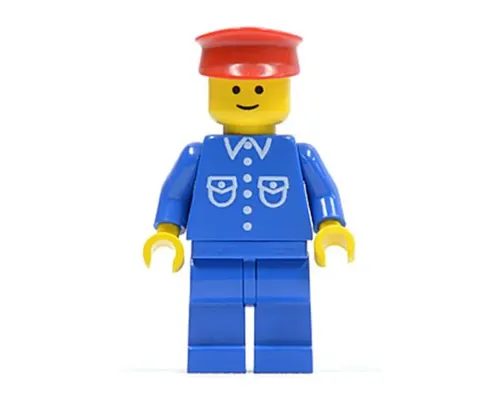 Shirt with 6 Buttons - Blue, Blue Legs, Red Hat Image