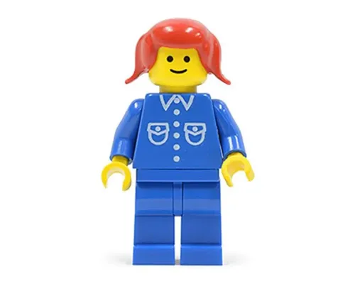 Shirt with 6 Buttons - Blue, Blue Legs, Red Pigtails Hair Image