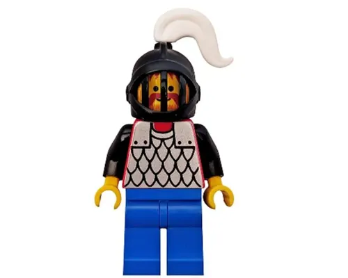 Scale Mail - Red with Black Arms, Blue Legs, Black Grille Helmet, White Plume Image