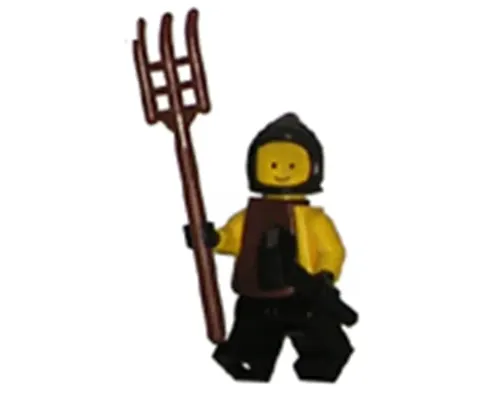 Blacksmith - Black Legs and Hips, Yellow Torso and Arms, Black Hands, Black Cowl, Brown Plastic Cape Image