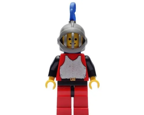 Breastplate - Red with Black Arms, Red Legs with Black Hips, Dark Gray Grille Helmet, Blue Plume, Blue Plastic Cape Image