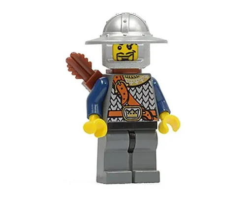 Fantasy Era - Crown Knight Scale Mail with Chest Strap, Helmet with Broad Brim, Curly Eyebrows and Goatee, Quiver Image