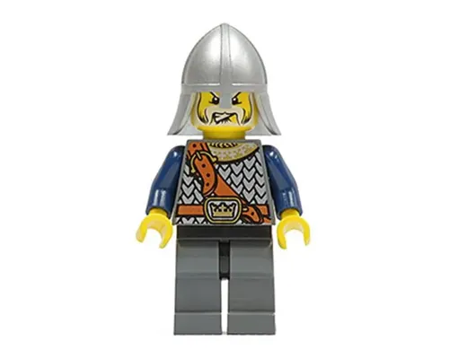 Fantasy Era - Crown Knight Scale Mail with Chest Strap, Helmet with Neck Protector, White Moustache and Beard Image