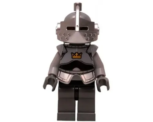 Fantasy Era - Crown Knight Plain with Breastplate, Helmet with Visor, Curly Eyebrows and Goatee, Black Hips, Light Bluish Gray Legs Image