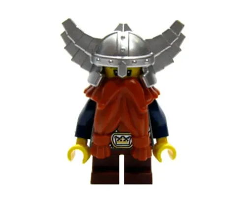 Fantasy Era - Dwarf, Dark Orange Beard, Metallic Silver Helmet with Wings, Dark Blue Arms Image