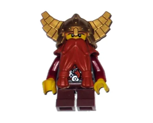 Fantasy Era - Dwarf, Dark Orange Beard, Metallic Gold Helmet with Wings, Dark Red Arms Image