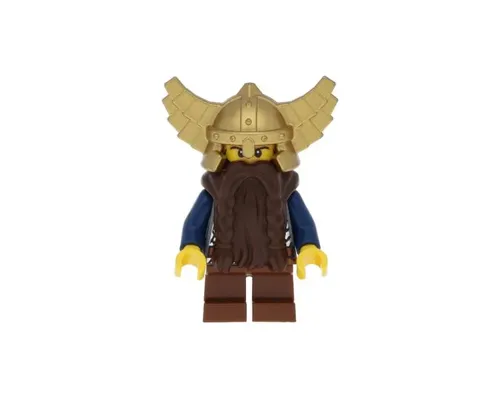 Fantasy Era - Dwarf, Dark Brown Beard, Metallic Gold Helmet with Wings, Dark Blue Arms Image