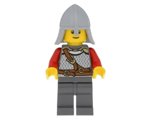 Kingdoms - Lion Knight Scale Mail with Chest Strap and Belt, Helmet with Neck Protector, Thin Grin (Undetermined Eyebrows) Image