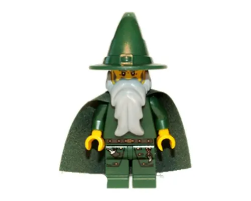 Kingdoms - Dark Green Wizard, Light Bluish Gray Beard, Cape (Chess King) Image