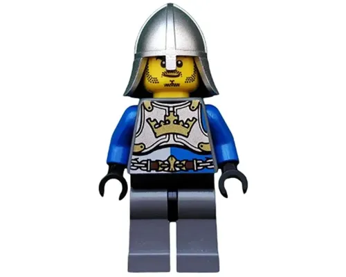 Castle - King's Knight Breastplate with Crown and Chain Belt, Helmet with Neck Protector, Closed Grin with Stubble Image