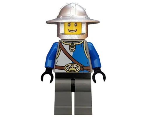 Castle - King's Knight Blue and White with Chest Strap and Crown Belt, Helmet with Broad Brim, Open Grin Image