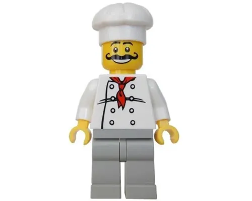 Chef - White Torso with 8 Buttons, White Legs, Long Curly Moustache Image