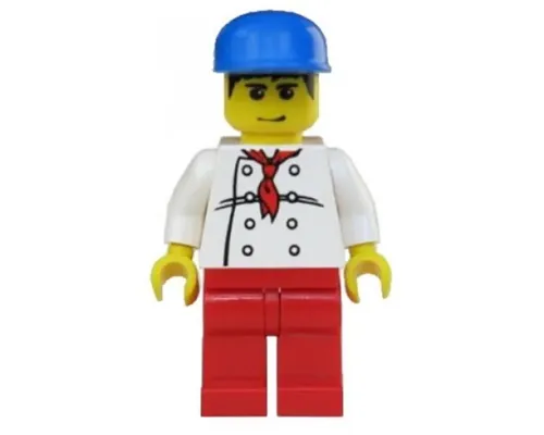 Chef - White Torso with 8 Buttons, Red Legs, Blue Cap Image