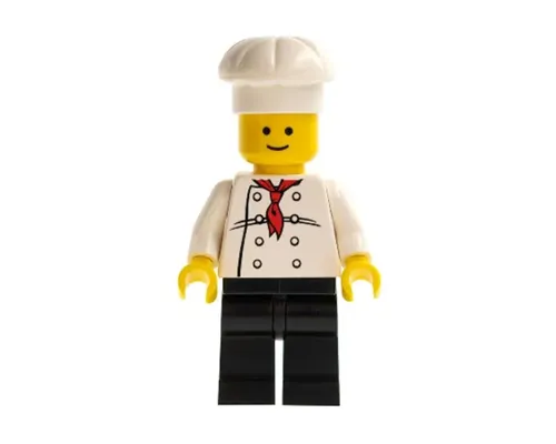 Chef - White Torso with 8 Buttons, Black Legs, Standard Grin Image