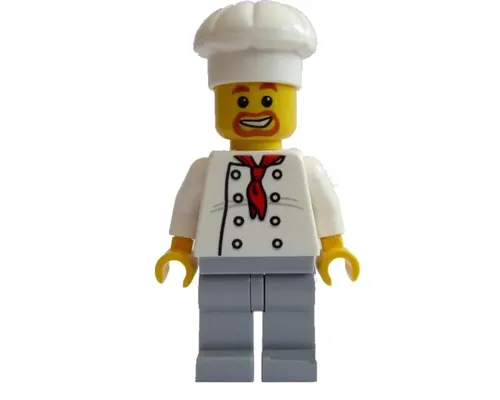 Chef - White Torso with 8 Buttons, Light Bluish Gray Legs Image