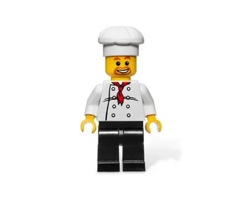 Chef - White Torso with 8 Buttons, Black Legs, Beard Around Mouth Image