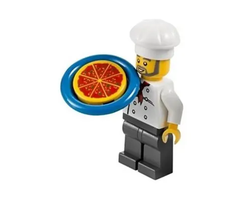 Chef - White Torso with 8 Buttons, Dark Bluish Gray Legs, Gray Beard Image