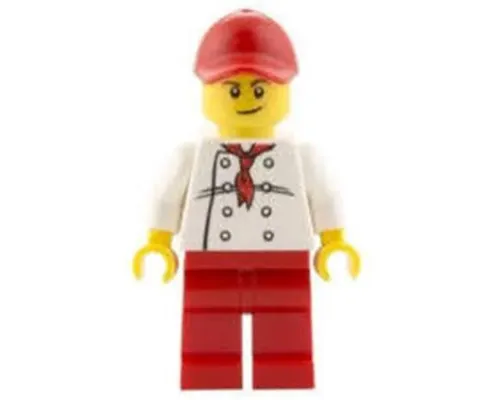 Chef - White Torso with 8 Buttons, Red Legs and Red Cap with Hole (City Square Hot Dog Vendor) Image