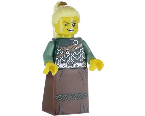 Warrior - Female with Scale Mail, Reddish Brown Skirt, Bright Light Yellow Hair, Silver Lips Image