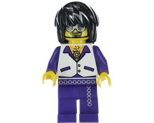 Musician - Male, White Vest with Dark Purple Open Shirt, Dark Purple Pants with Silver Trim Image