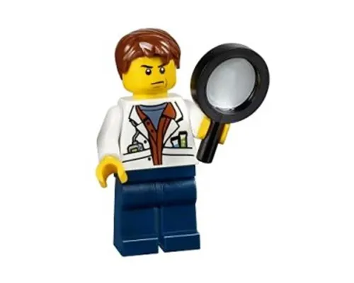 City Jungle Scientist - White Lab Coat with Test Tubes, Dark Blue Legs, Reddish Brown Parted Hair, Scowl Image