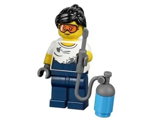 City Jungle Mechanic Female - Black Ponytail, Orange Goggles, White T-Shirt with Oil Stains, Dark Blue Legs Image