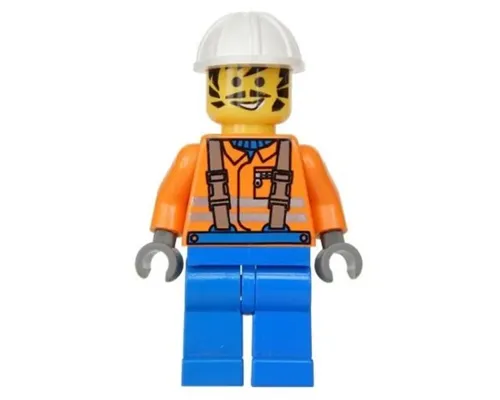 Construction Worker - Orange Shirt, White Construction Helmet Image