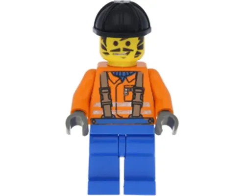 Construction Worker - Orange Shirt, Black Construction Helmet Image