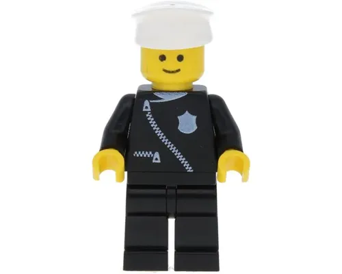 Police - Zipper with Badge, Black Legs, White Hat Image