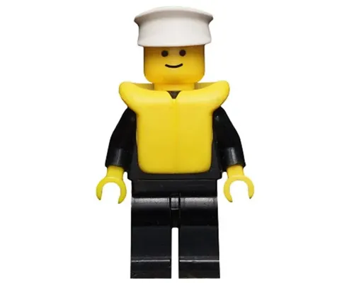 Police - Suit with 4 Buttons, Black Legs, White Hat, Life Jacket Image