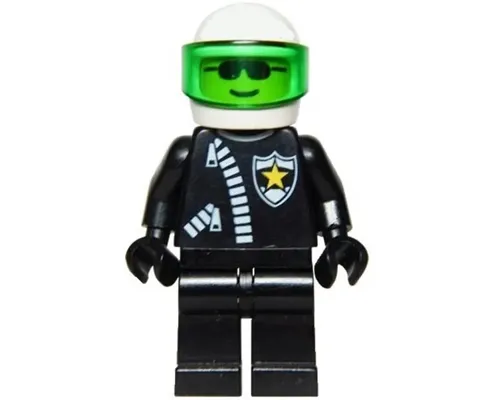 Police - Zipper with Sheriff Star, White Helmet, Trans-Green Visor Image