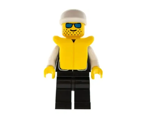 Police - Sheriff Star and 2 Pockets, Black Legs, White Arms, White Cap, Life Jacket, Blue Sunglasses Image