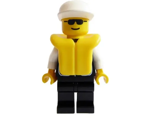 Police - Sheriff Star and 2 Pockets, Black Legs, White Arms, White Cap, Life Jacket, Black Sunglasses Image