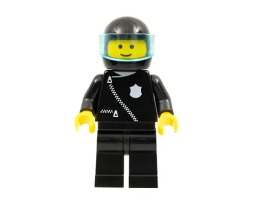 Police - Zipper with Badge, Black Legs, Black Helmet, Trans-Light Blue Visor Image