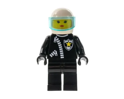 Police - Zipper with Sheriff Star, White Helmet, Trans-Light Blue Visor, Female Image