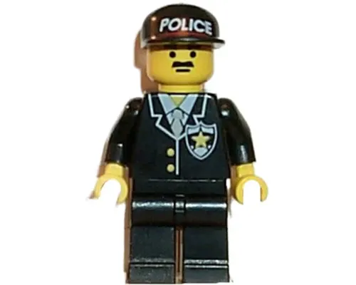 Police - Suit with Sheriff Star, Black Legs, Black Cap with Police Pattern Image