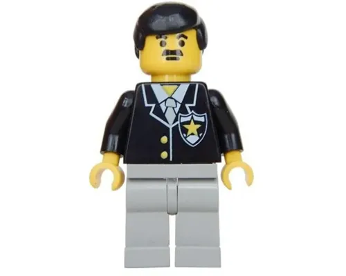 Police - Suit with Sheriff Star, Light Gray Legs, Black Male Hair Image