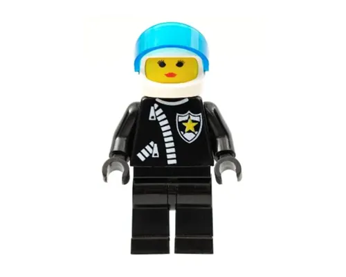 Police - Zipper with Sheriff Star, White Helmet, Trans-Dark Blue Visor, Female Image