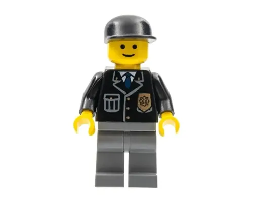 Police - City Suit with Blue Tie and Badge, Dark Bluish Gray Legs, Black Cap Image