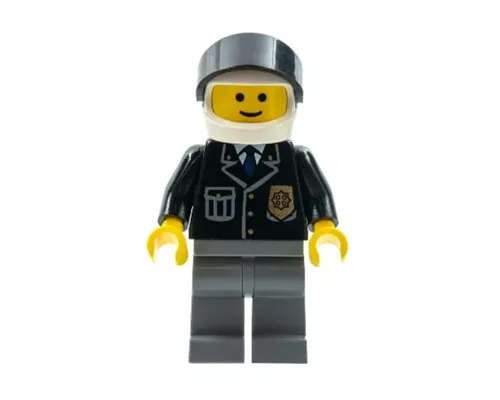 Police - City Suit with Blue Tie and Badge, Dark Bluish Gray Legs, White Helmet, Black Visor Image