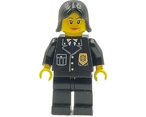 Police - City Suit with Blue Tie and Badge, Black Legs, Black Female Hair Image