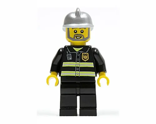 Fire - Reflective Stripes, Black Legs, Silver Fire Helmet, Gray Beard Image