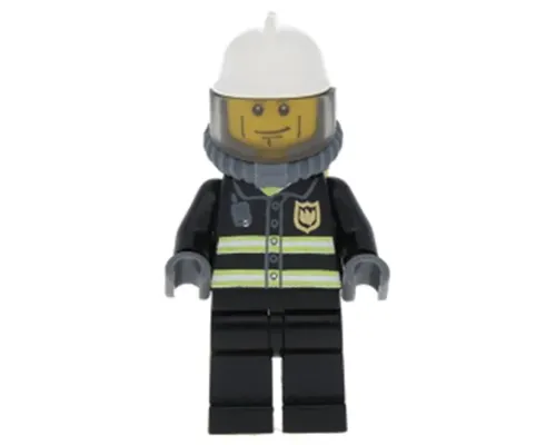 Fire - Reflective Stripes, Black Legs, White Fire Helmet, Breathing Neck Gear with Air Tanks Image