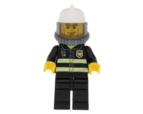 Fire - Reflective Stripes, Black Legs, White Fire Helmet, Breathing Neck Gear with Air Tanks, Yellow Hands Image