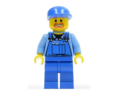 Overalls with Tools in Pocket Blue, Blue Cap, Beard Around Mouth Image