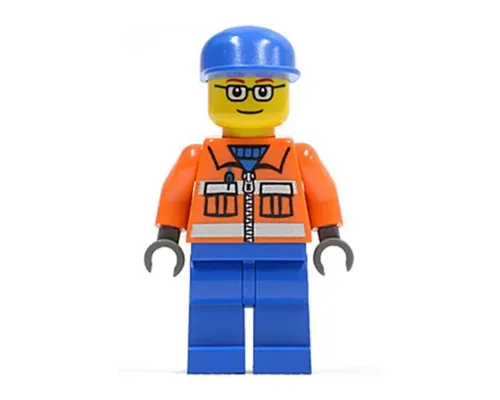 Ground Crew - Orange Zipper, Safety Stripes, Orange Arms, Blue Legs, Blue Cap, Glasses Image