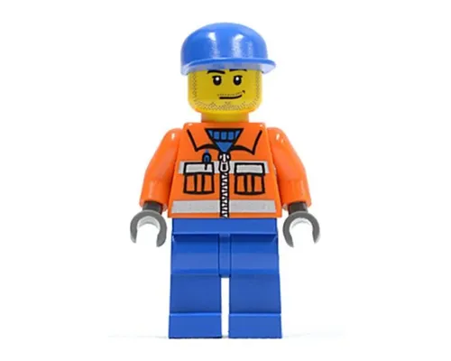 Ground Crew - Orange Zipper, Safety Stripes, Orange Arms, Blue Legs, Blue Cap, Smirk and Stubble Beard Image