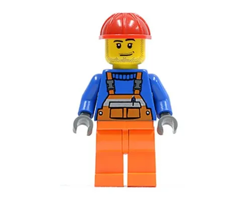 Overalls with Safety Stripe Orange, Orange Legs, Red Construction Helmet, Smirk and Stubble Beard Image