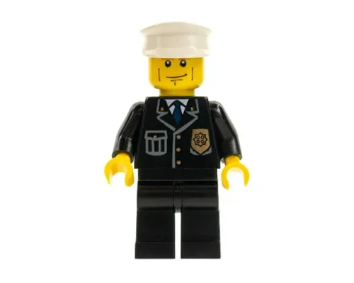 Police - City Suit with Blue Tie and Badge, Black Legs, Vertical Cheek Lines, Brown Eyebrows, White Hat Image