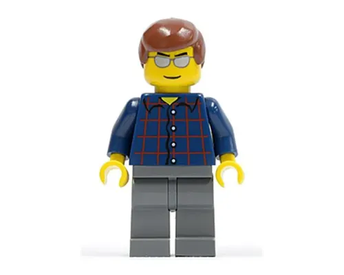 Plaid Button Shirt, Dark Bluish Gray Legs, Reddish Brown Male Hair, Silver Sunglasses Image